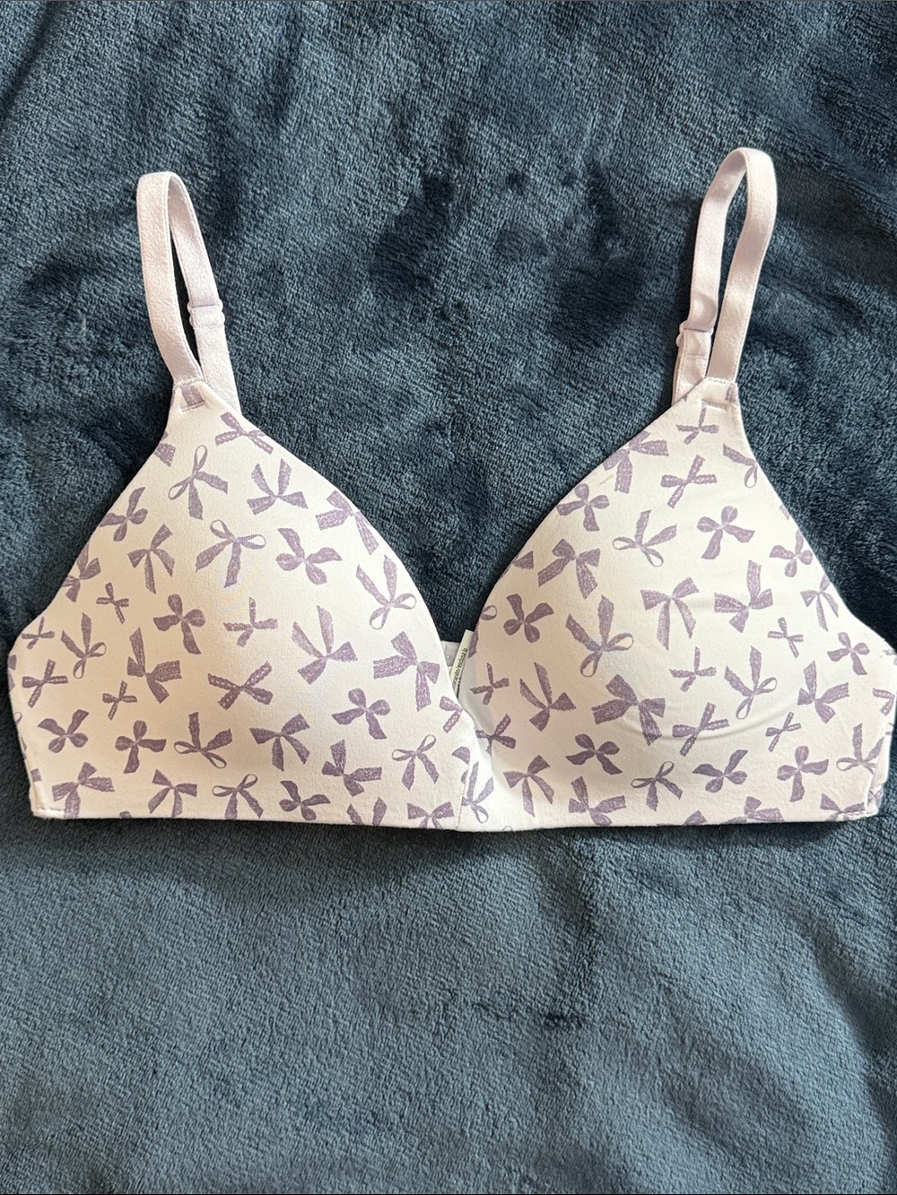 VS Pink Wear Everywhere Push Up Wire Free Lavender Bow Print 34B